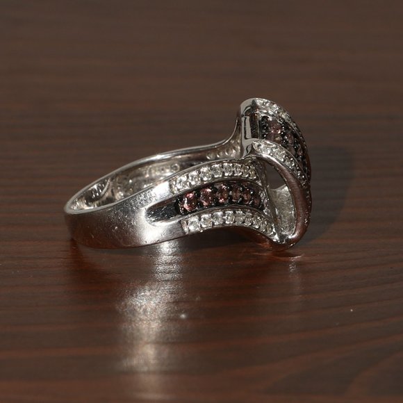 Vintage Sterling Silver cocktail ring with clear and fire opal gemstones - Picture 4 of 4